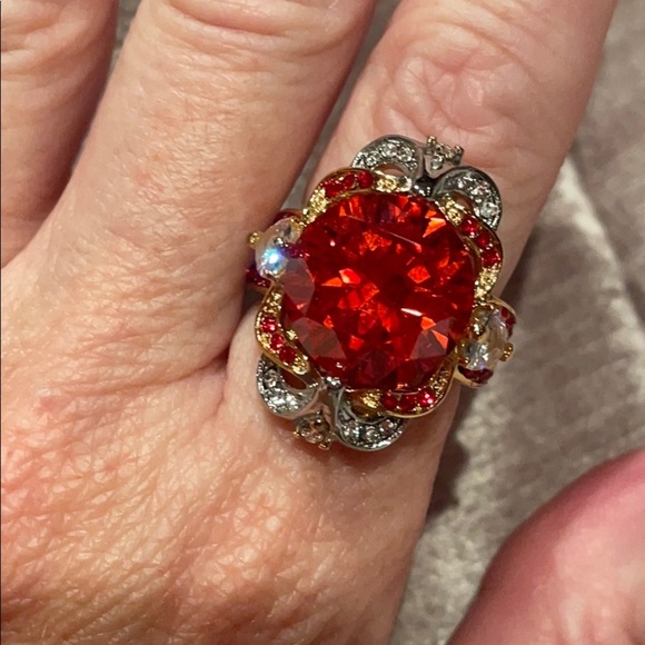 Chunky Orange Diamond Statement Ring Size 6.5 NWTS - Picture 10 of 14